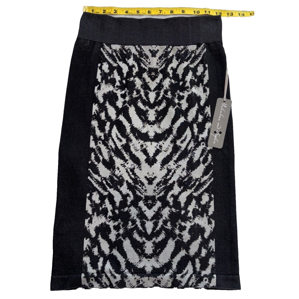 NEW Animal Print Abstract Pencil Skirt Women‎ S/M Black Gray Bodycon Stretch - Picture 3 of 7